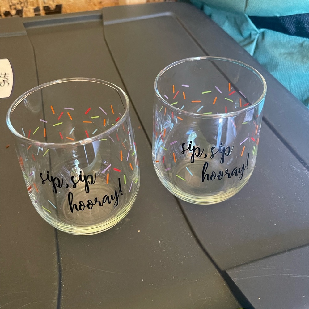 Colorful Sip Sip Hooray Glasses - Picture 2 of 2